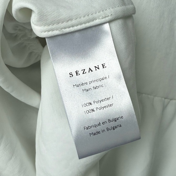 Sézane White Short Sleeve Blouse FR 34 US 2 Lace Up Shirt Cottagecore Coquette - Picture 6 of 6